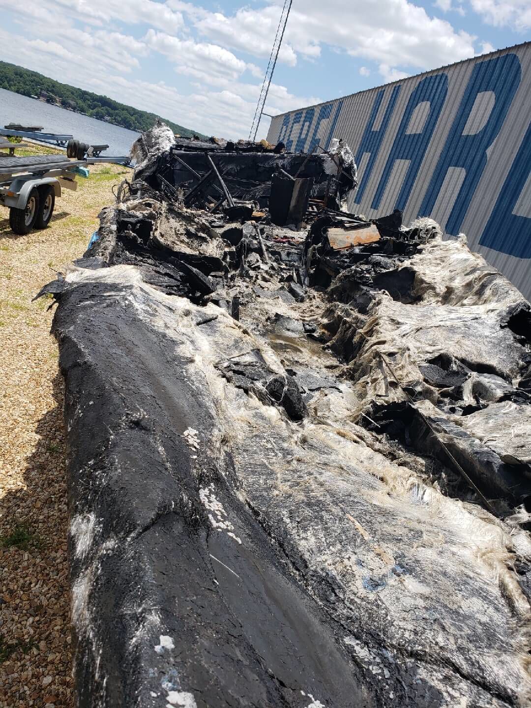 Melted Fiberglass On Boat That Burned At 59 Mile Marker